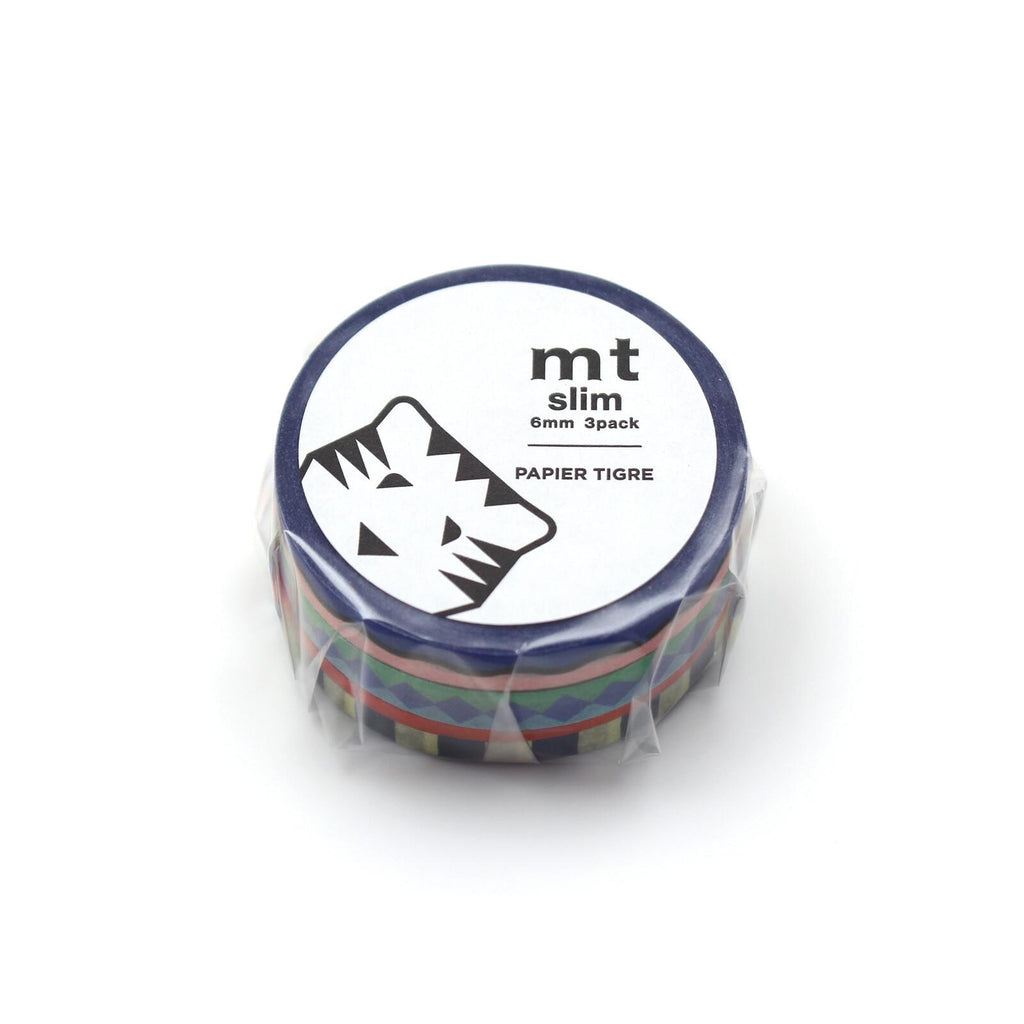 A cylindrical container with a label that reads "mt slim 6mm stack" and "PAPIER TIGRE".