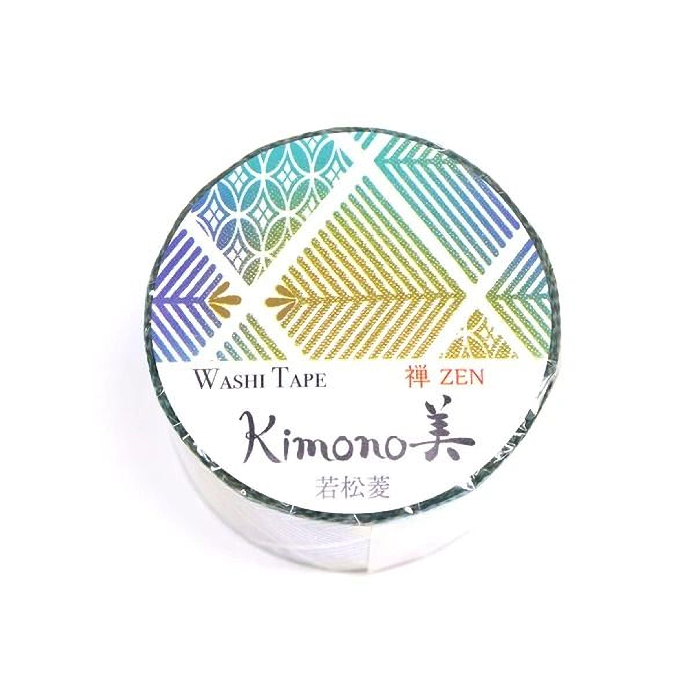 A round, white, and colorful roll of washi tape with a patterned design.