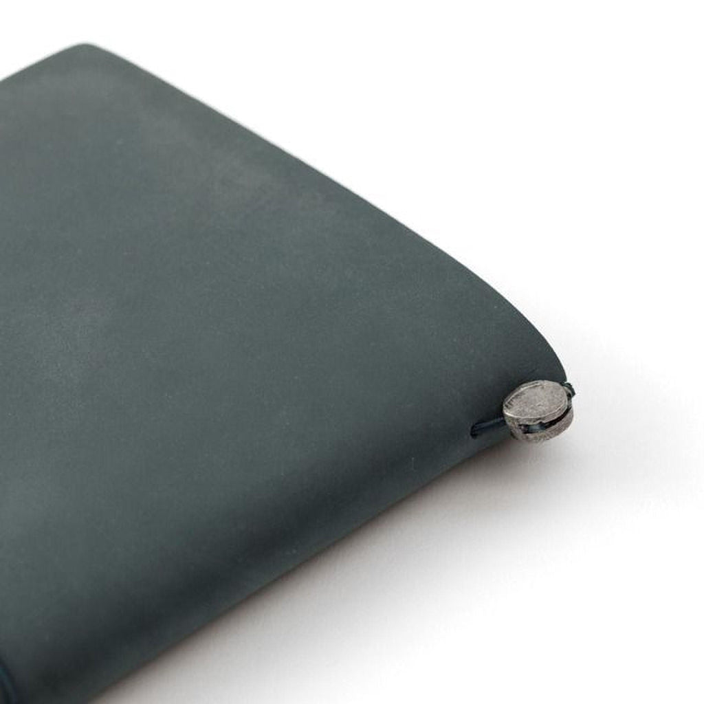 A dark green notebook with a metal clasp on the cover.