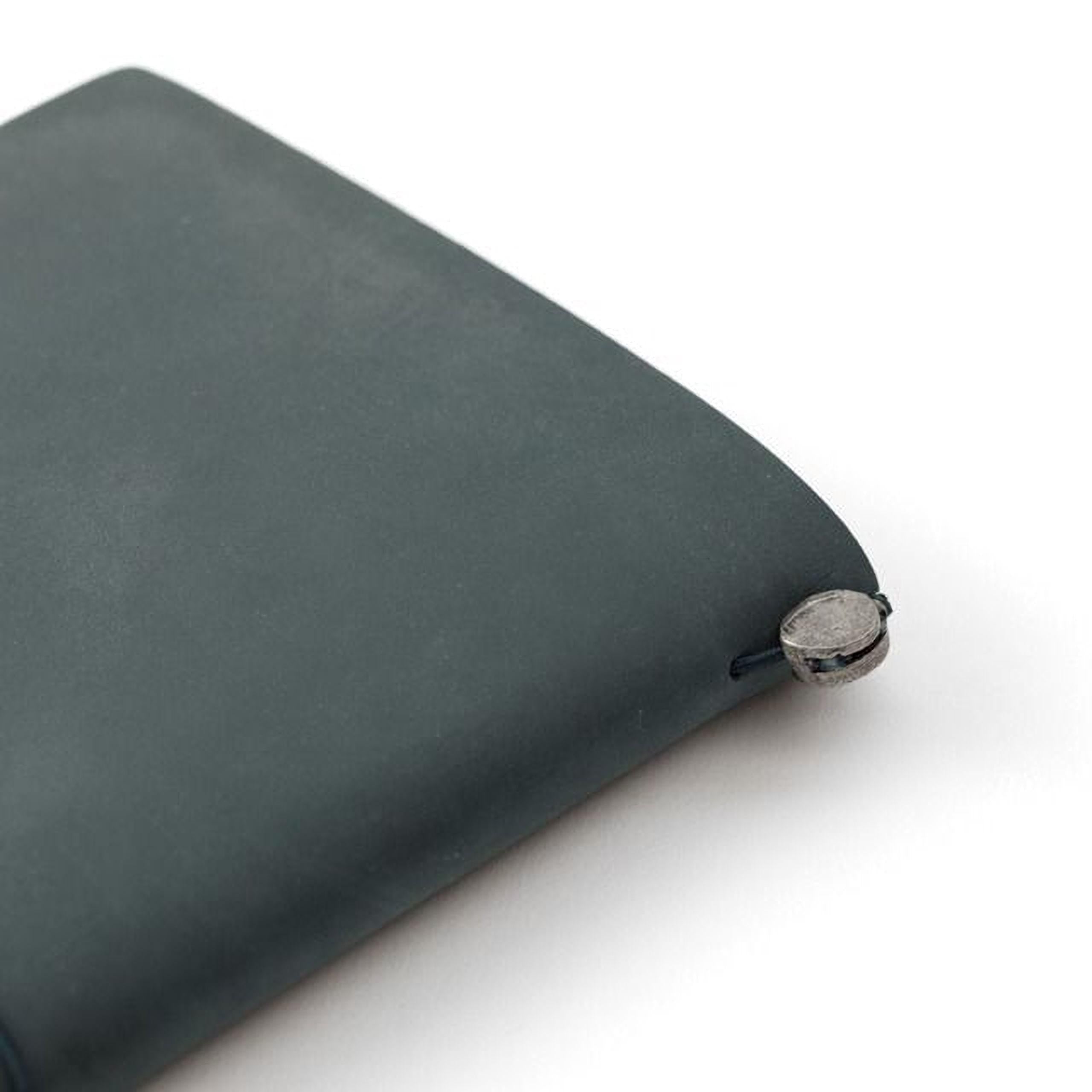 A dark green notebook with a metal clasp on the cover.
