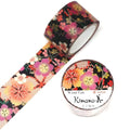 a roll of washable, floral-patterned tape and a round container with the label "Kimono" and Japanese characters.