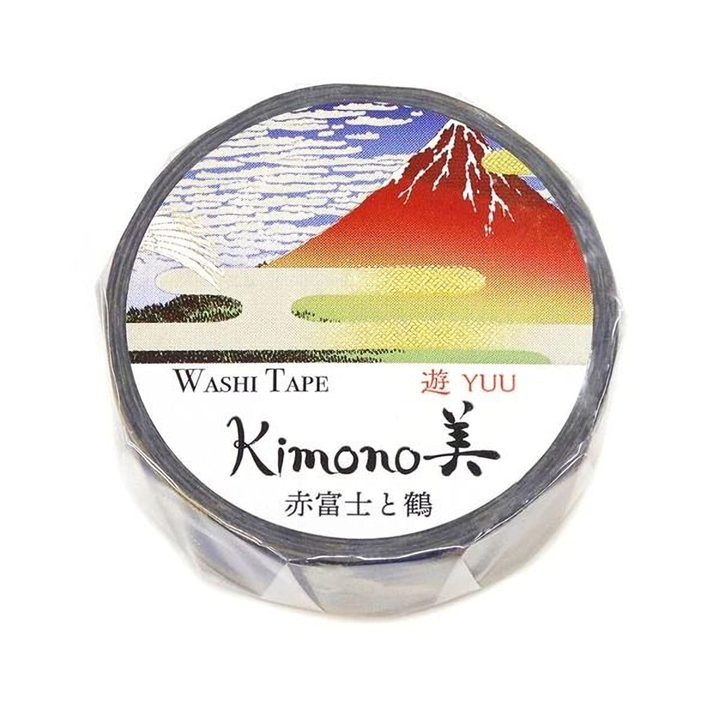 a round, circular object with a label that includes a mountain landscape and Japanese characters.