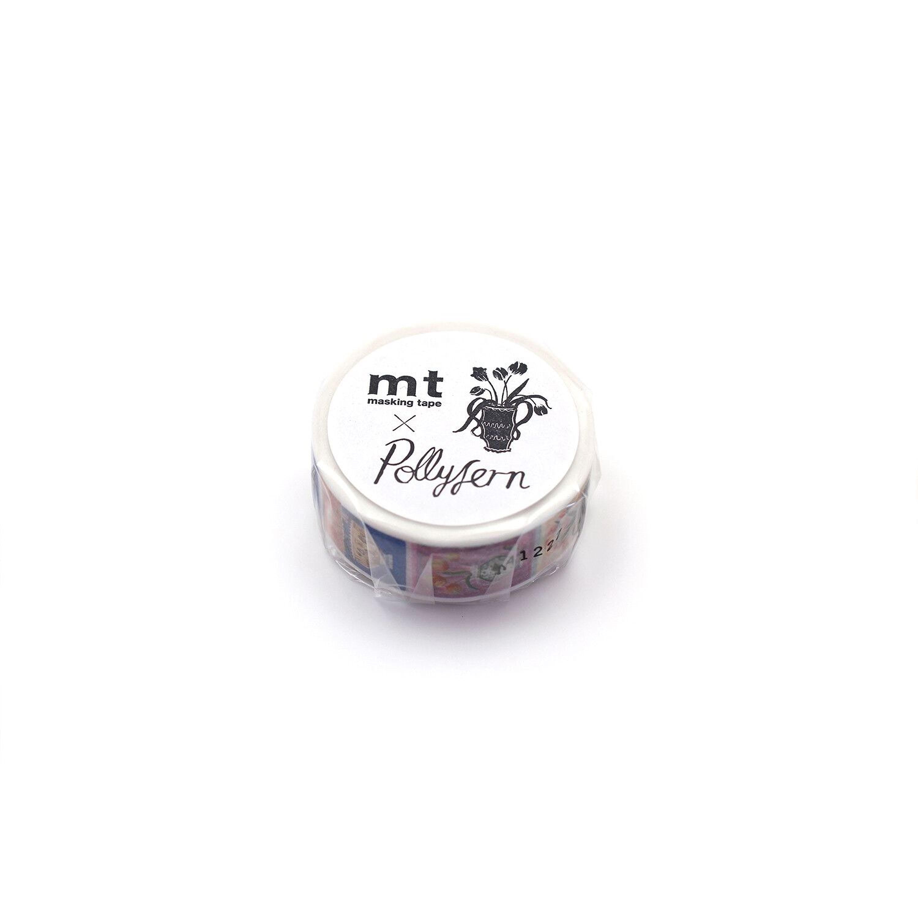 A round container with a label that reads "mt x Pollyern" and "1222".