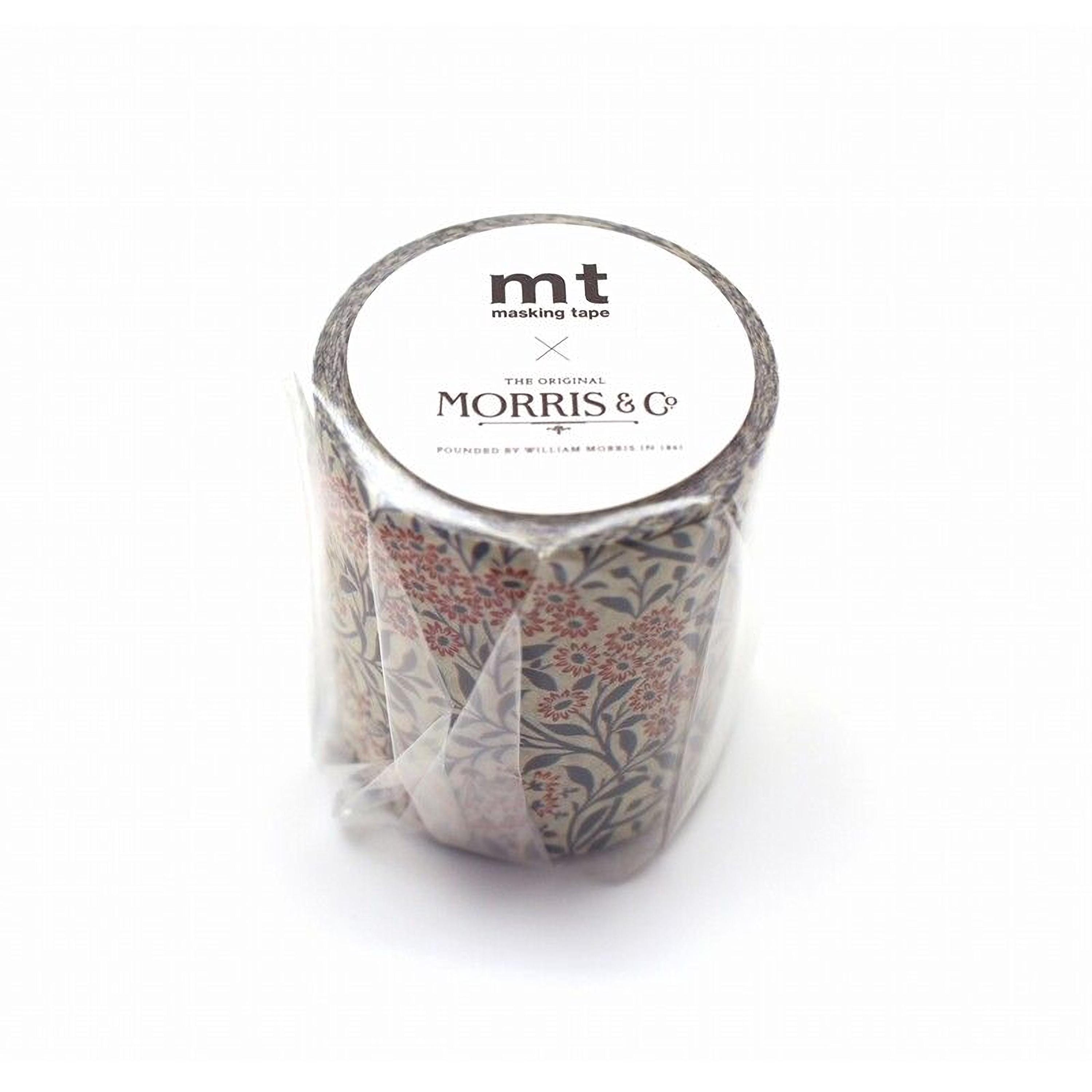 A roll of Morris & Co. tape with a floral pattern, wrapped in clear plastic.