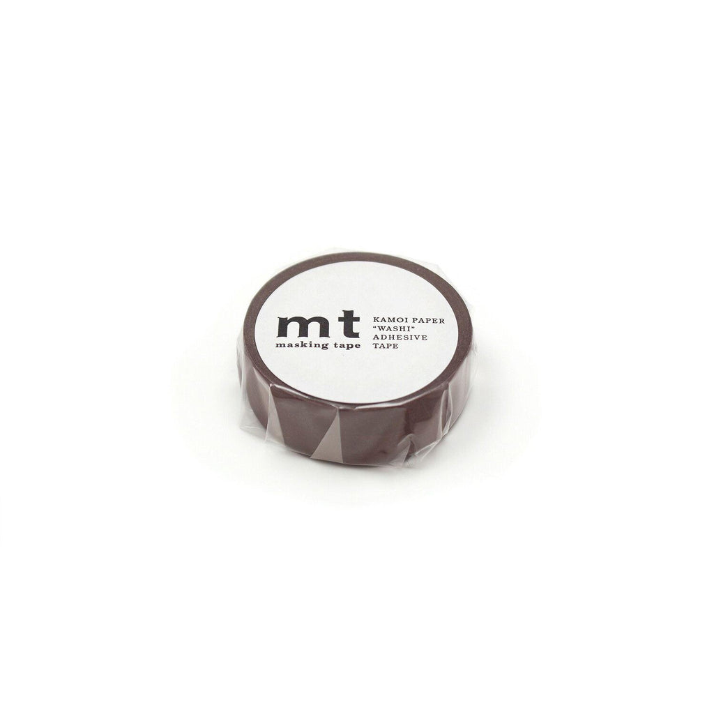 A single roll of brown masking tape with a white label.