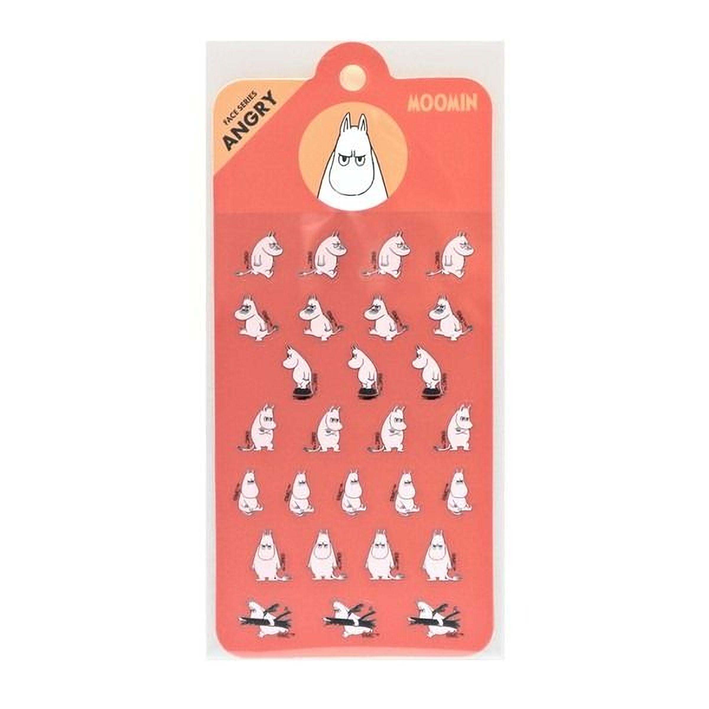 a collection of cartoon-style illustrations of a character, likely Moomin, with various expressions and poses.