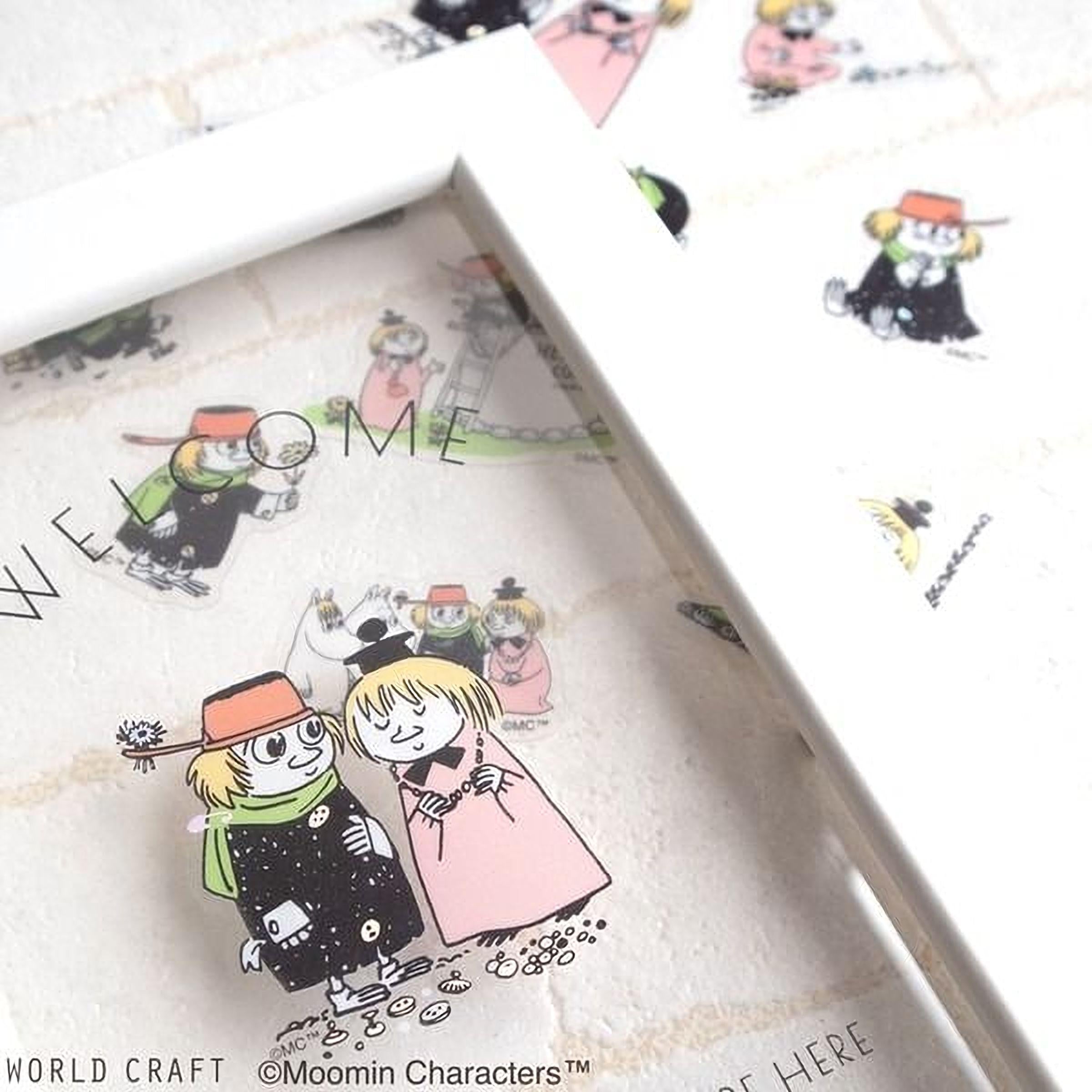 a collage of various cartoon characters, including a couple of people, a banana, and other whimsical elements. The image does not contain any text, and the phrase "WORLD CRAFT © Moomin Characters™" is visible, indicating the source or creator of the image.