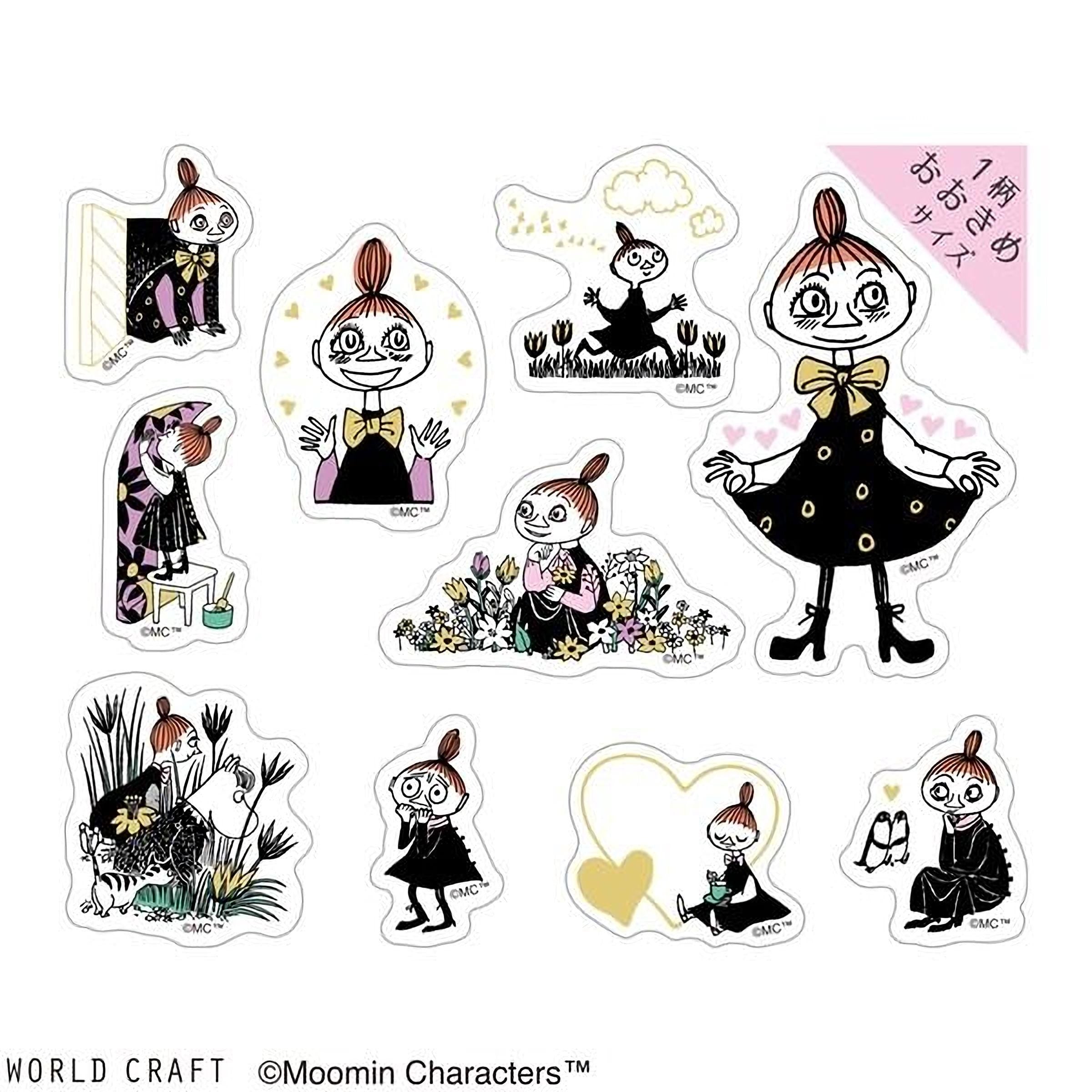 a collection of stickers featuring various cartoon-style illustrations of a young girl, each depicting different scenes and activities.