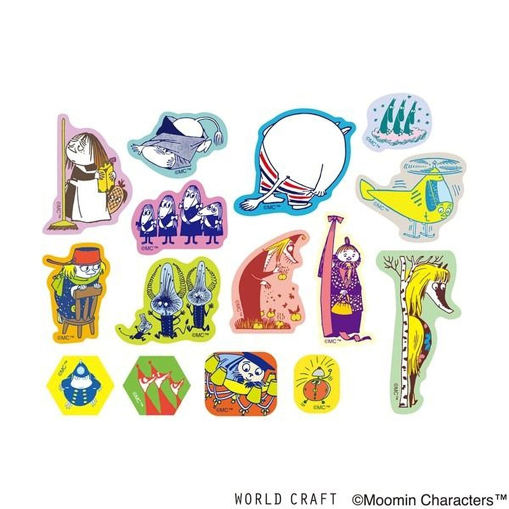 a collection of colorful stickers featuring various cartoon characters and objects, including a shark, a bird, a helicopter, and other whimsical designs.