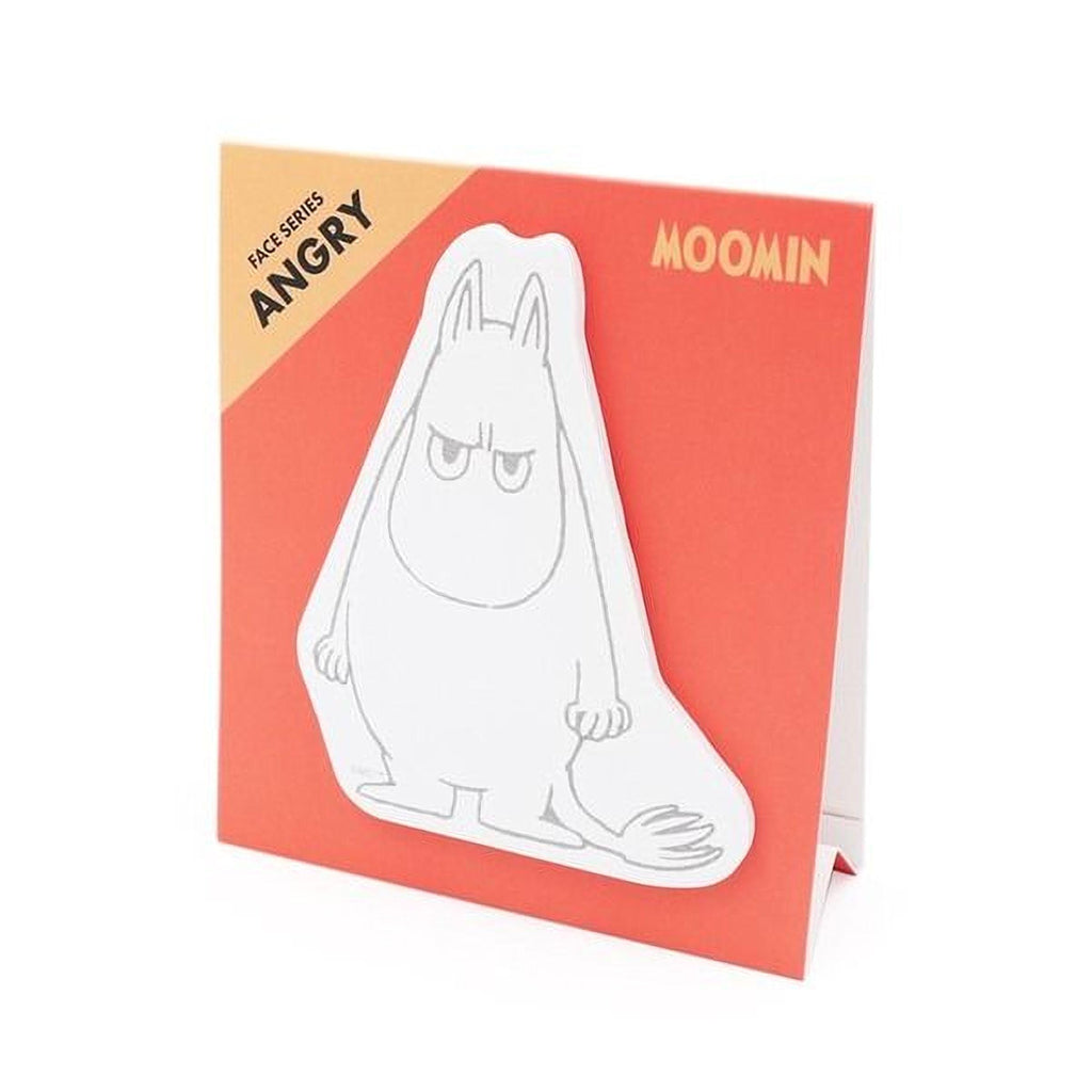 a red and yellow card with a white cartoon character illustration on it.
