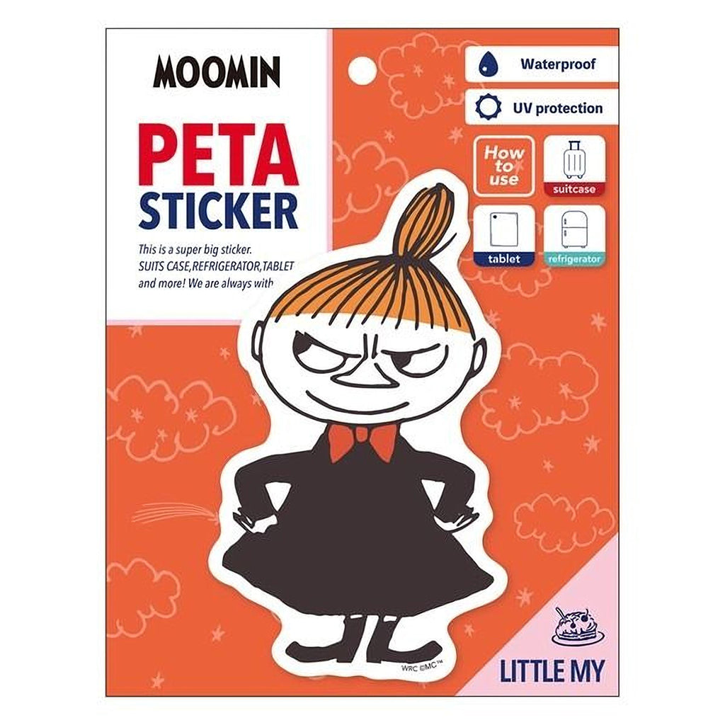 a sticker of a cartoon character, specifically a character resembling Moomin from the Moomin character series.