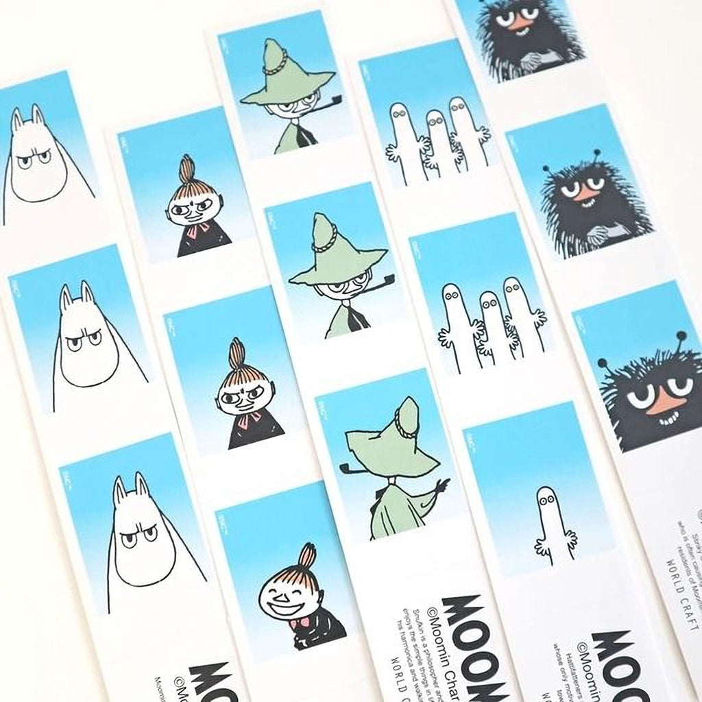 a collection of illustrations featuring various cartoon characters, including Moom, Minnie Mouse, and other whimsical figures.