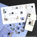 a collection of various stickers and a phone case with cartoon animal designs, including kangaroos and koalas.