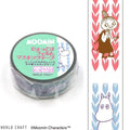 a circular object with text and illustrations, including a character and a heart pattern. The text on the object appears to be in Japanese, and there are illustrations of a character and a heart pattern. The image is described as a collage of multiple images, and there are no specific details provided about each individual image. The phrase "WORLD CRAFT © Moomin Characters™" is visible at the bottom of the image.