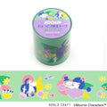 A roll of Moomin craft tape with a colorful, cartoonish design featuring characters and nature-inspired elements.