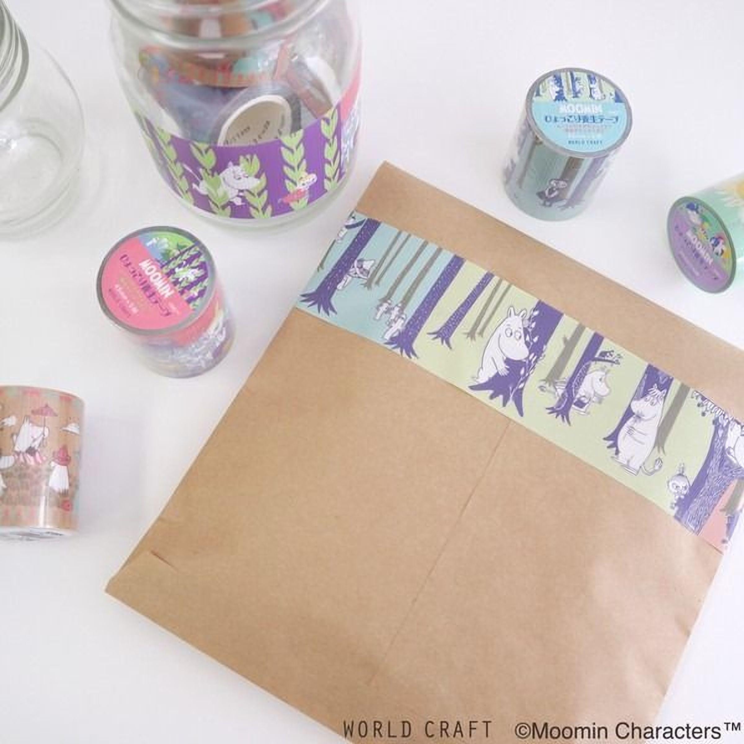 various items, including a brown envelope, a jar, and some other objects, all with colorful and whimsical designs.