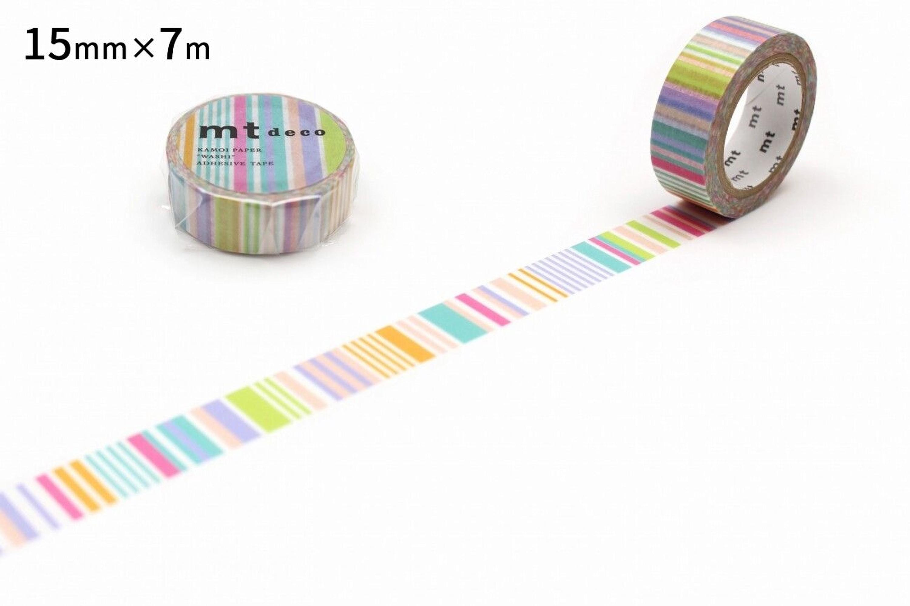 two rolls of colorful, striped tape on a white background.