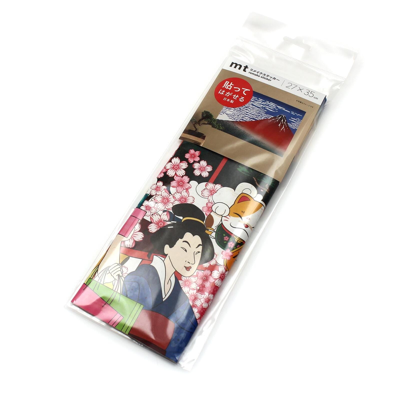 The image is a package containing a printed design featuring a woman with a floral pattern and a mountain landscape.