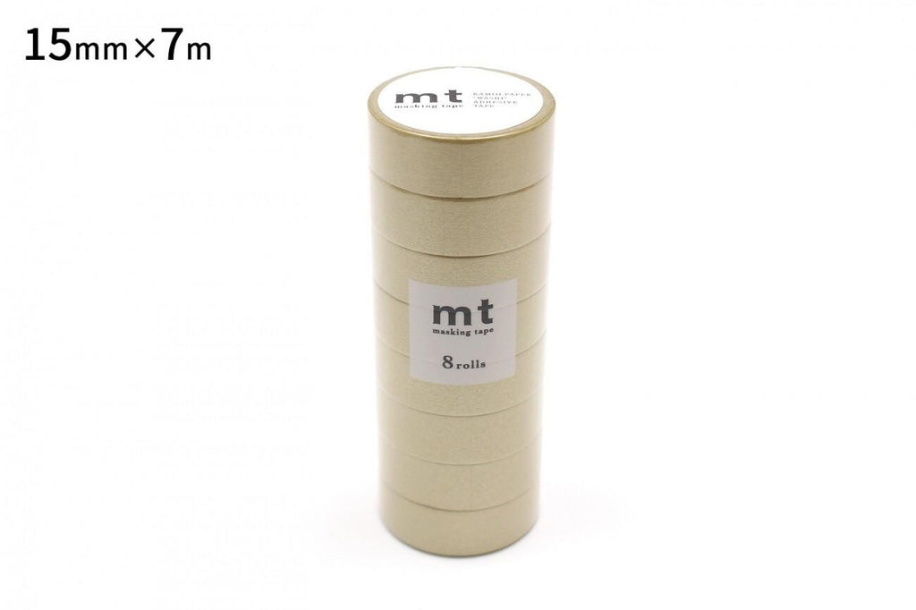 A stack of 7 rolls of masking tape, with a label indicating the size and brand.