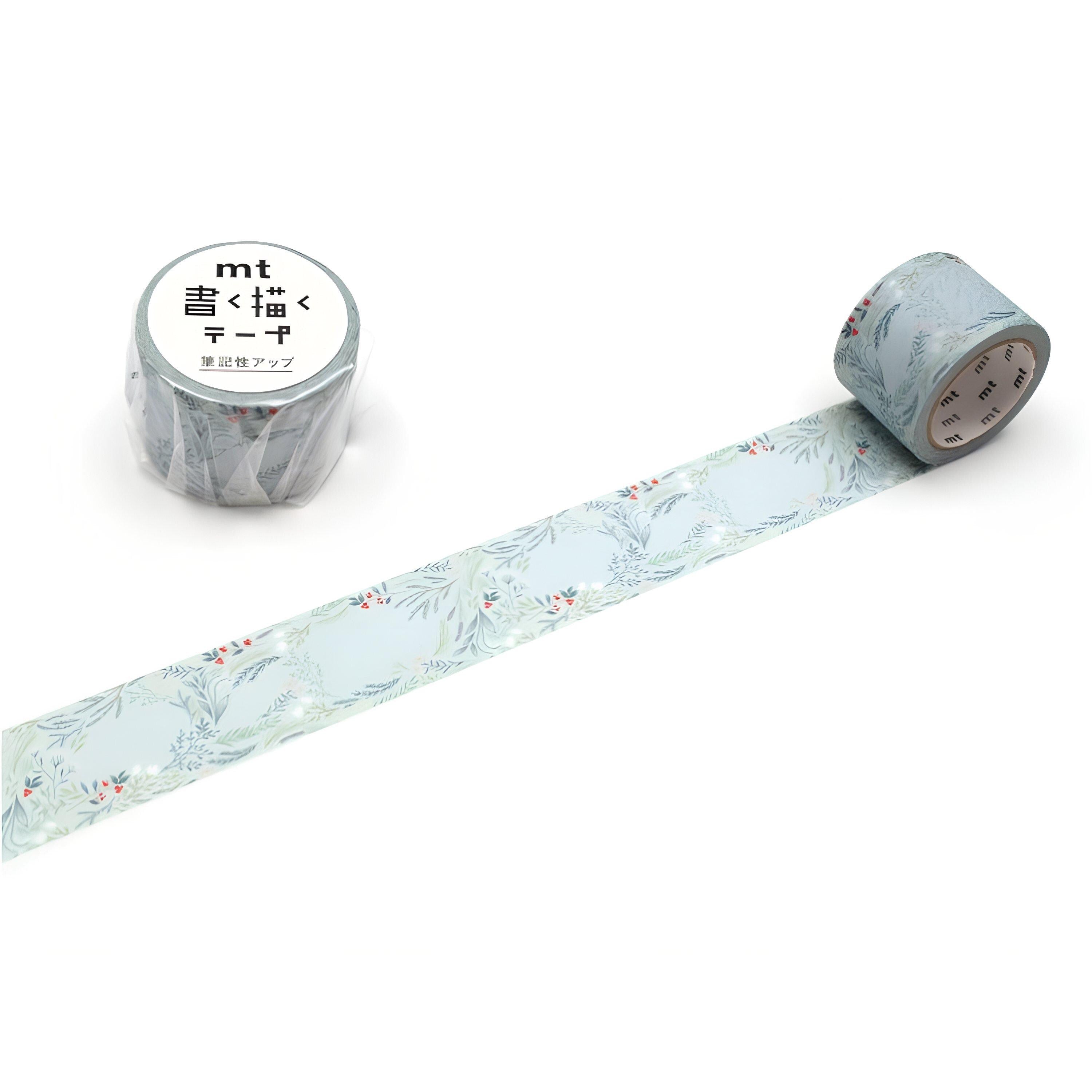two rolls of patterned tape with a floral design, lying on a white surface.
