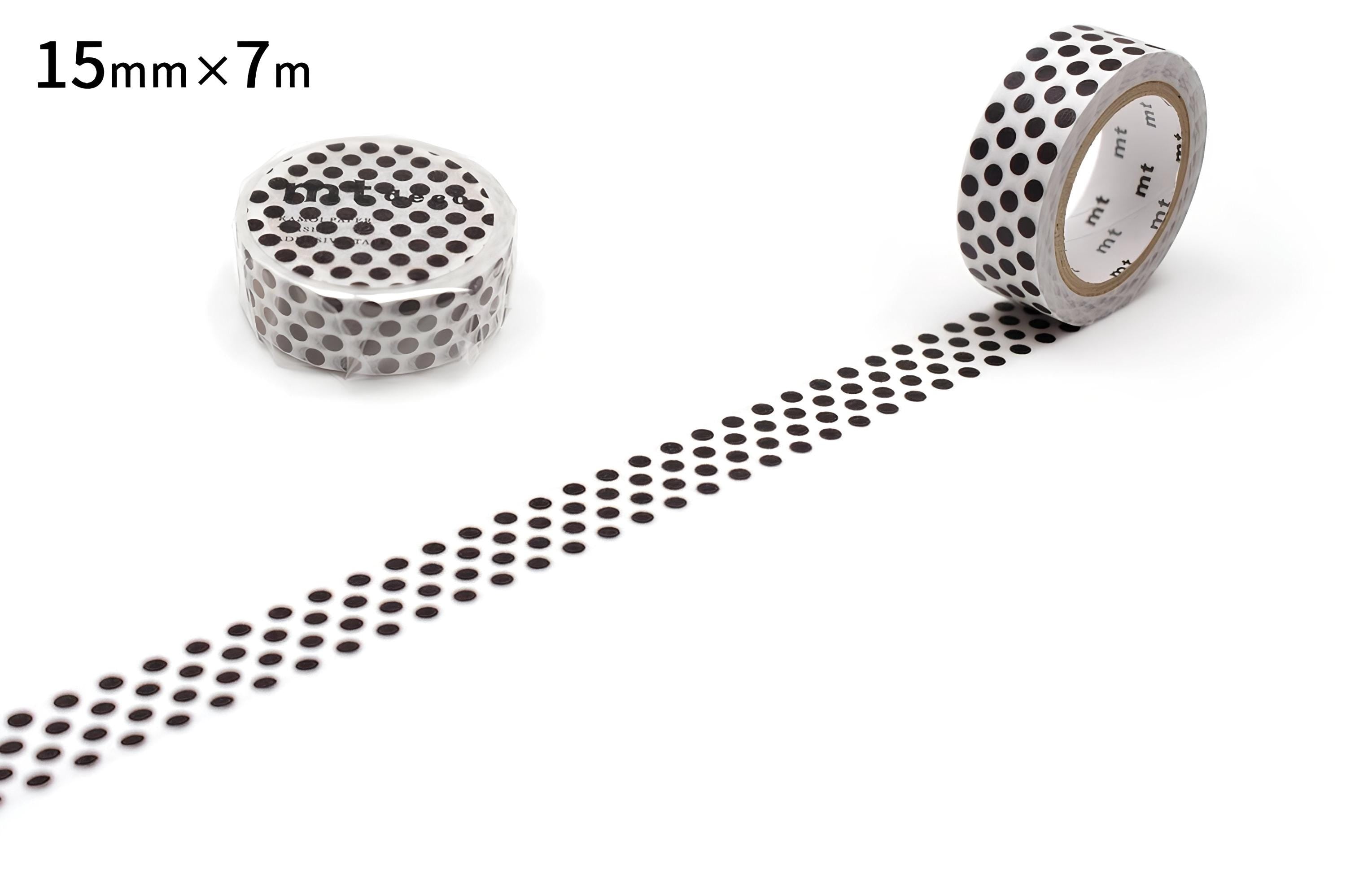 two rolls of black and white polka dot tape on a white background.