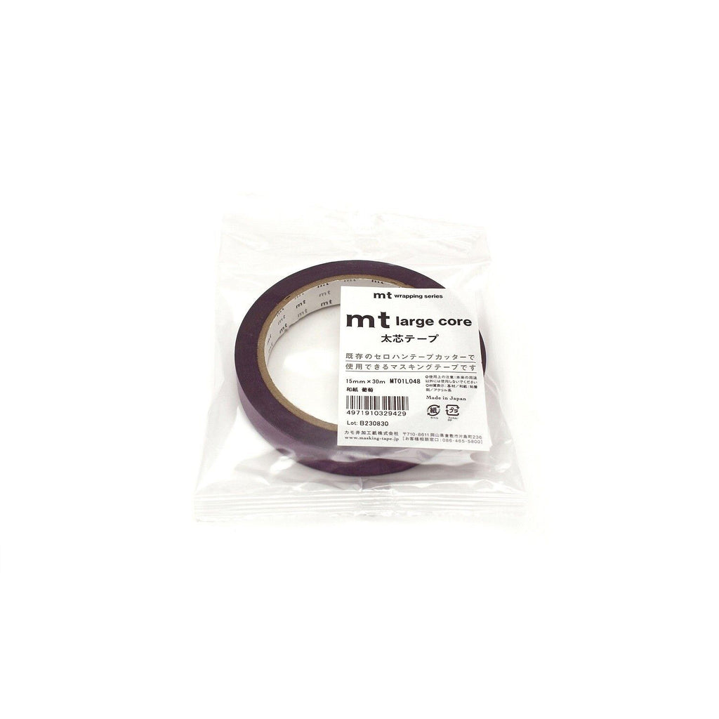 A package of black tape with a label indicating it is a "mt-large core" tape.