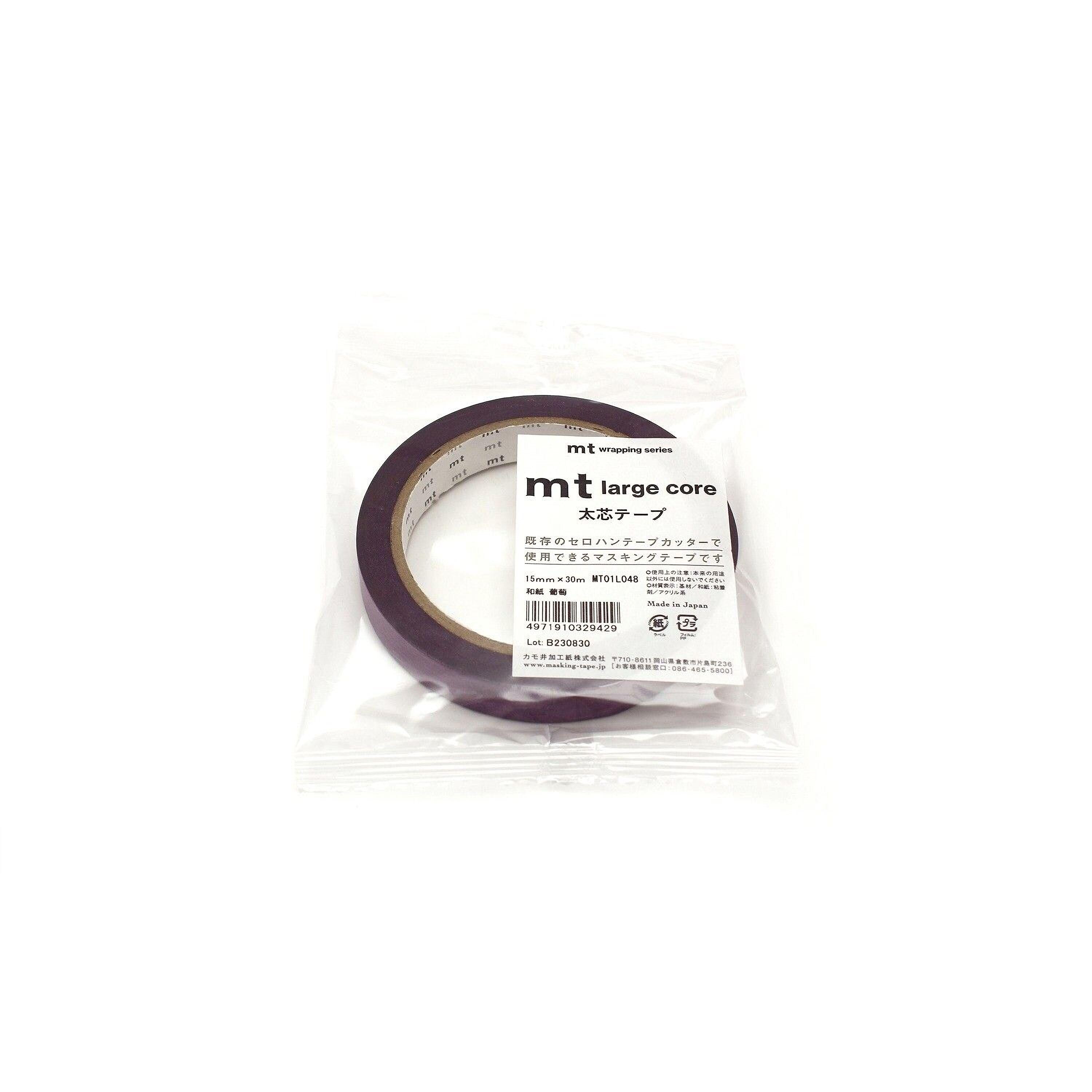 A package of black tape with a label indicating it is a "mt-large core" tape.