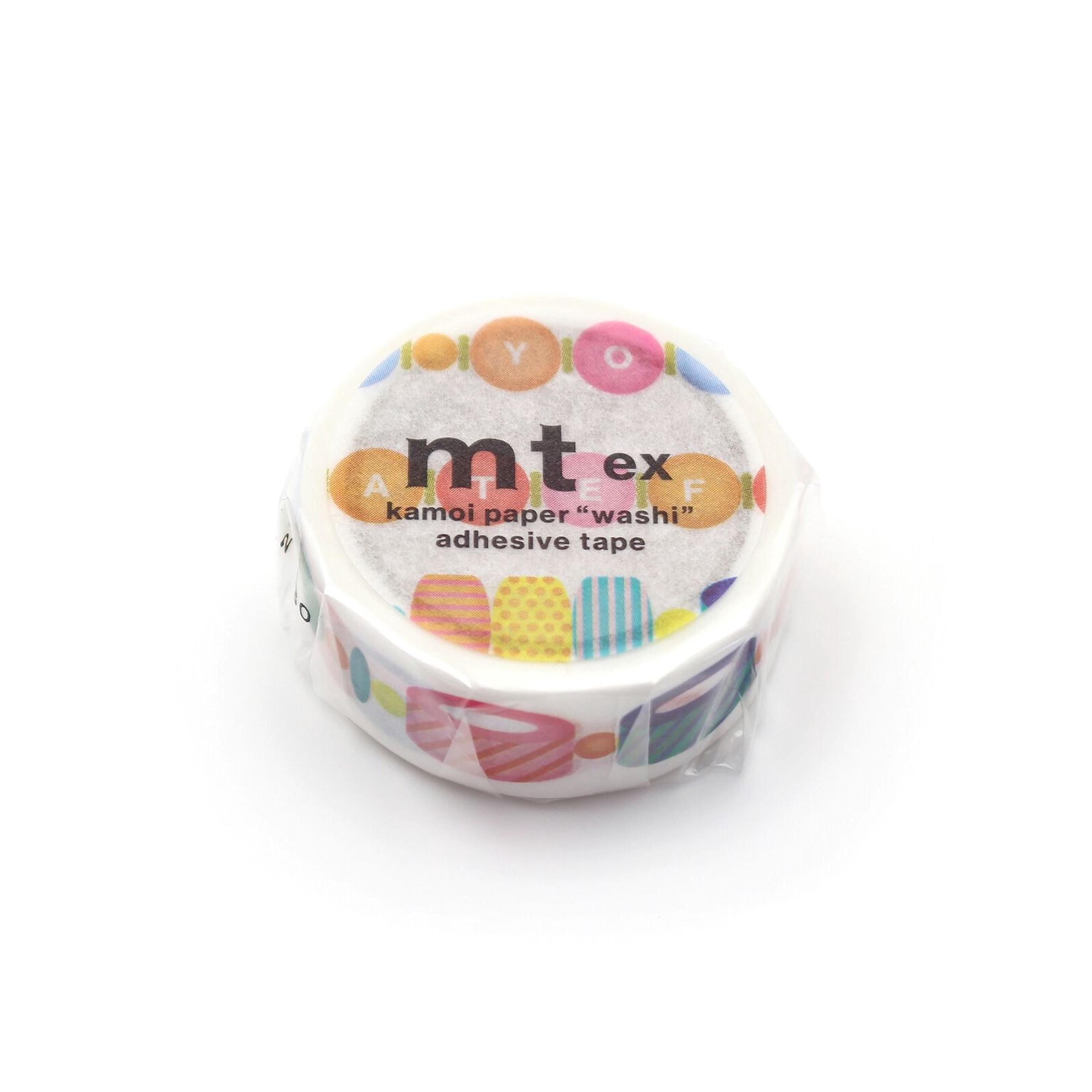 A roll of colorful kamoli paper "washi" adhesive tape.