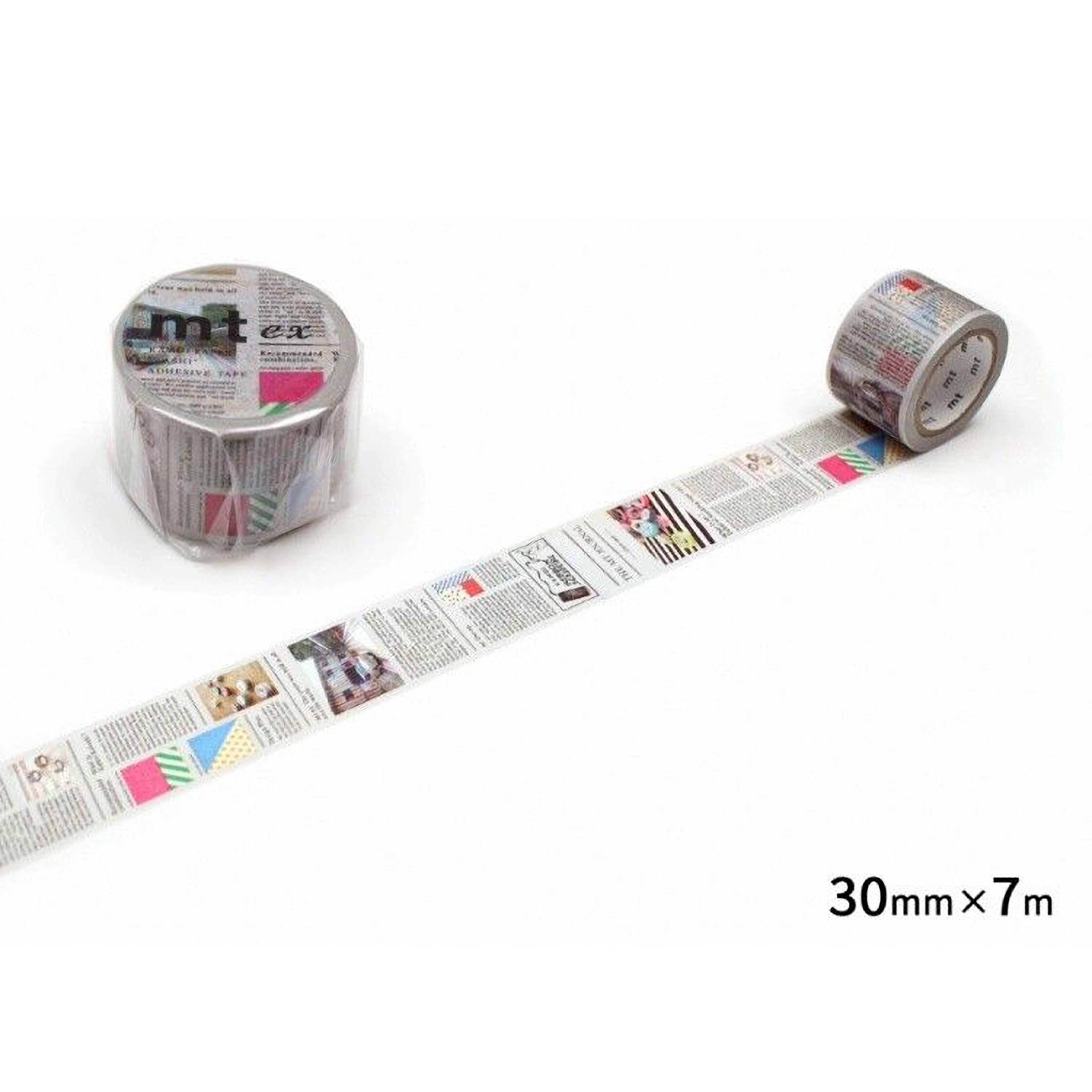 two rolls of paper tape with newspaper clippings on them, placed on a white background.