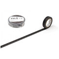 a roll of black tape with a ruler on it, placed on a white background.