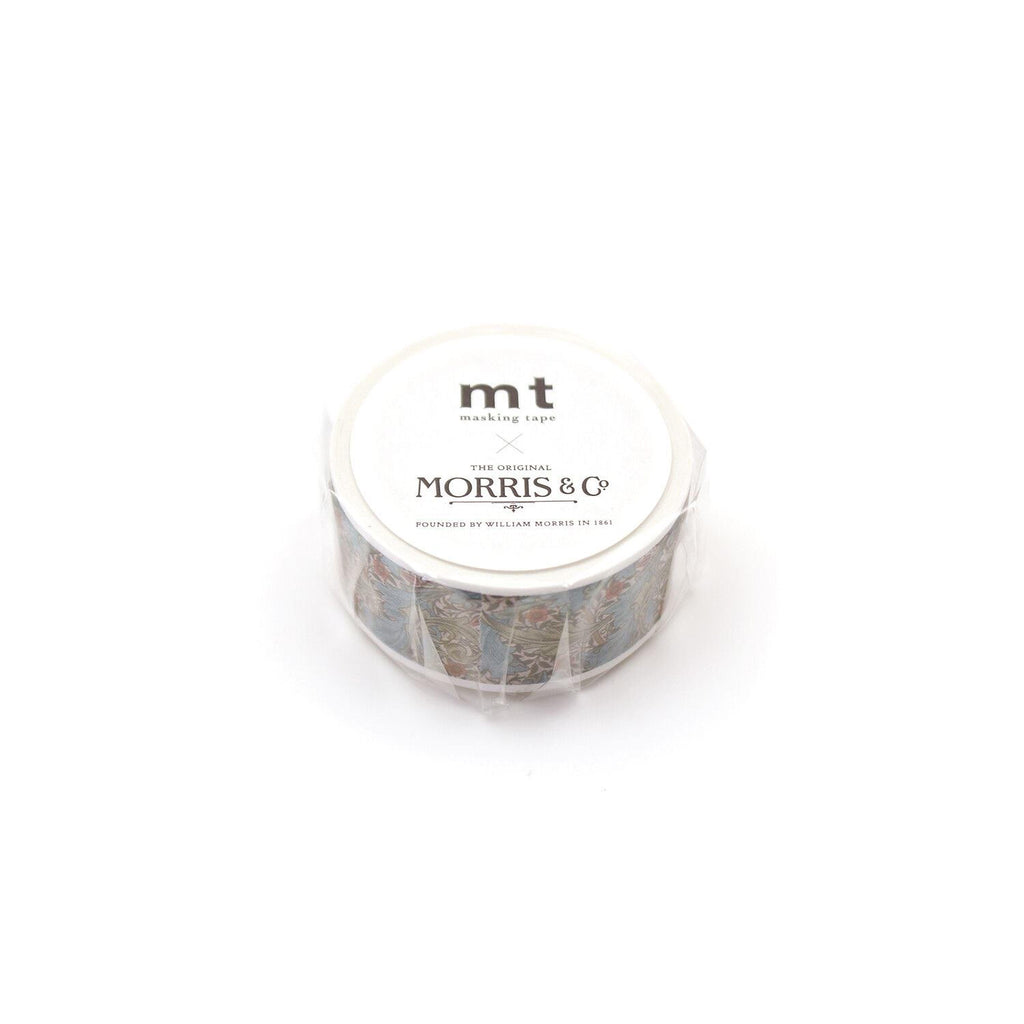 A cylindrical container with a white label, featuring the text "mt" and "MORRIS & CO" printed on it.