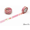 two rolls of pink and white checkered patterned tape, with one roll placed on top of the other.