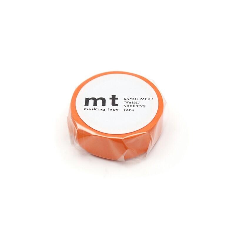 An orange masking tape roll with a white label that reads "ktm masking tape" and "KAMOI PAPER 'WASHI' ADHESIVE TAPE".