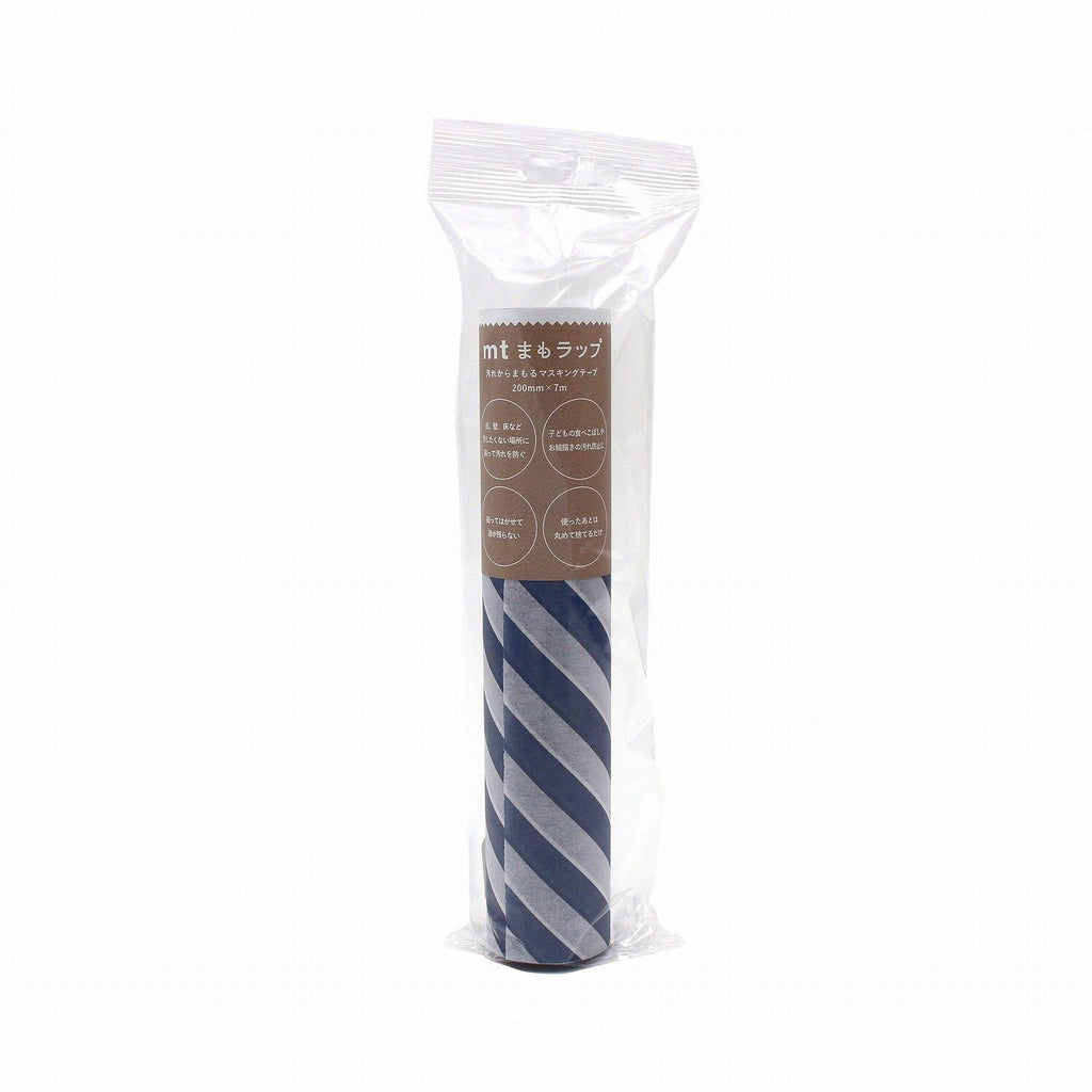 A cylindrical object with a striped pattern, likely a cylindrical container or tube, wrapped in a clear plastic bag.