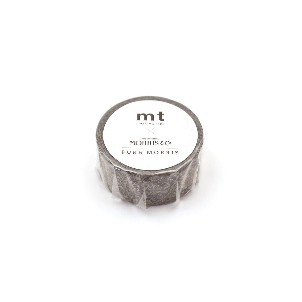A cylindrical object wrapped in clear plastic tape, with a label that reads "mt masking tape" and "Pure Morris".