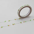 a roll of decorative tape with a floral pattern, placed on a white surface.
