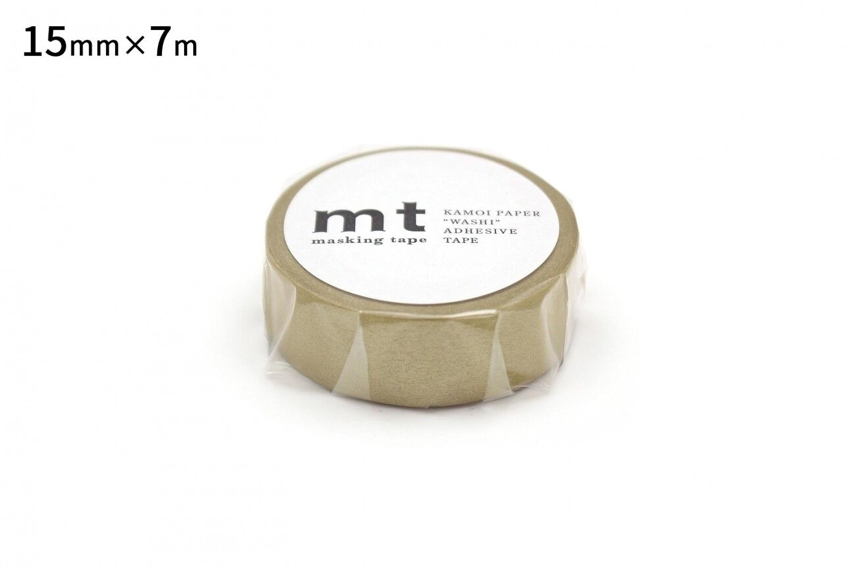 A roll of masking tape with a label that reads "KAMOL PAPER 'WASHI' adhesive tape" and "15mm x 7m" printed on it.