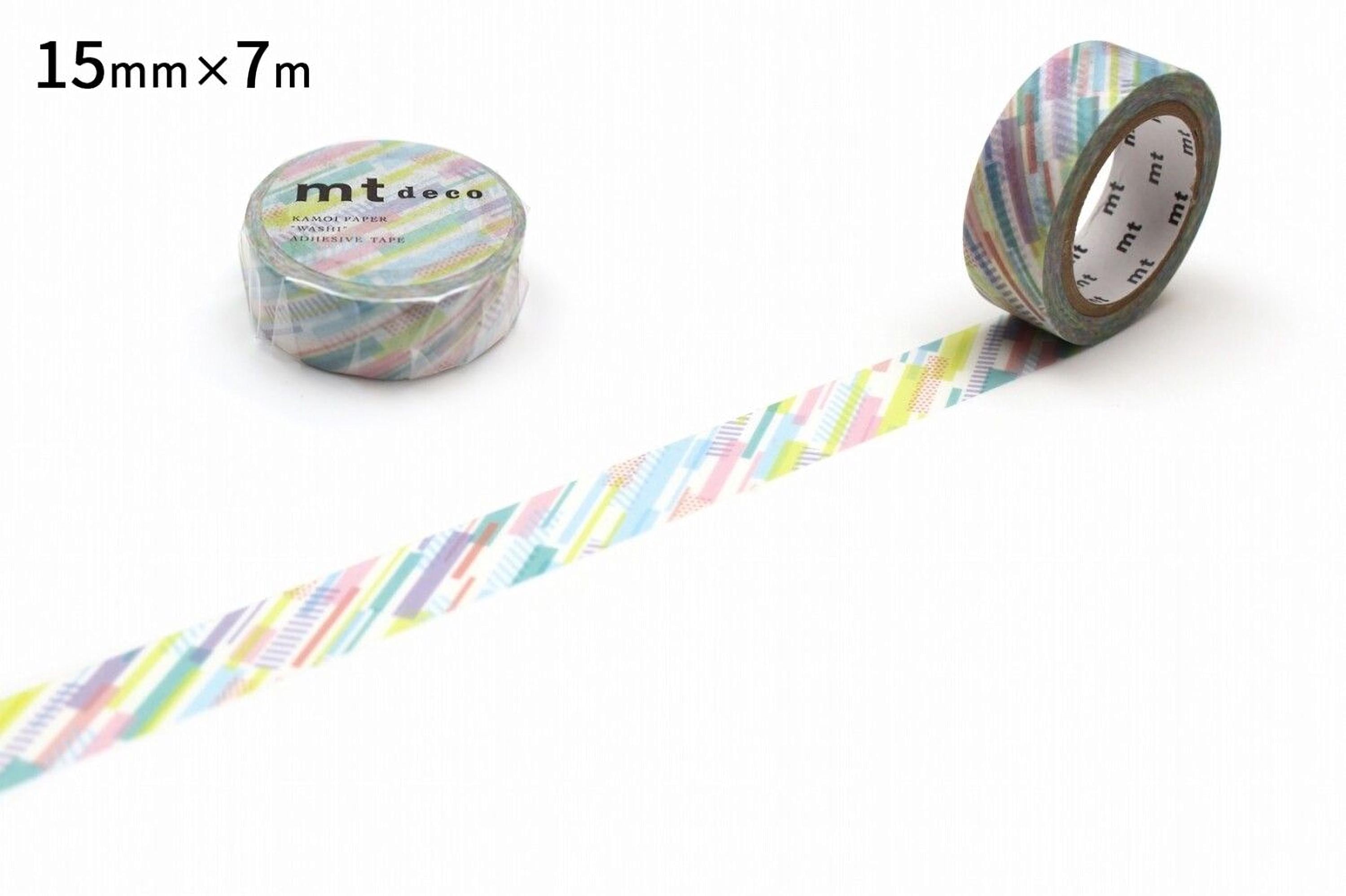 two rolls of multicolored washi tape on a white background.