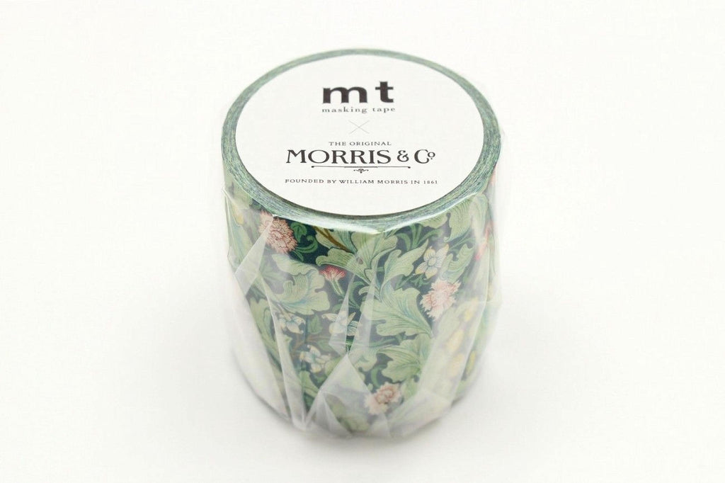 A cylindrical container with a floral pattern and the text "mt masking tape" printed on it.