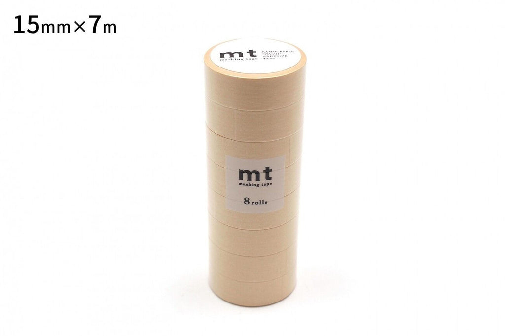 A stack of beige rolls of masking tape, with a label indicating the size and quantity.