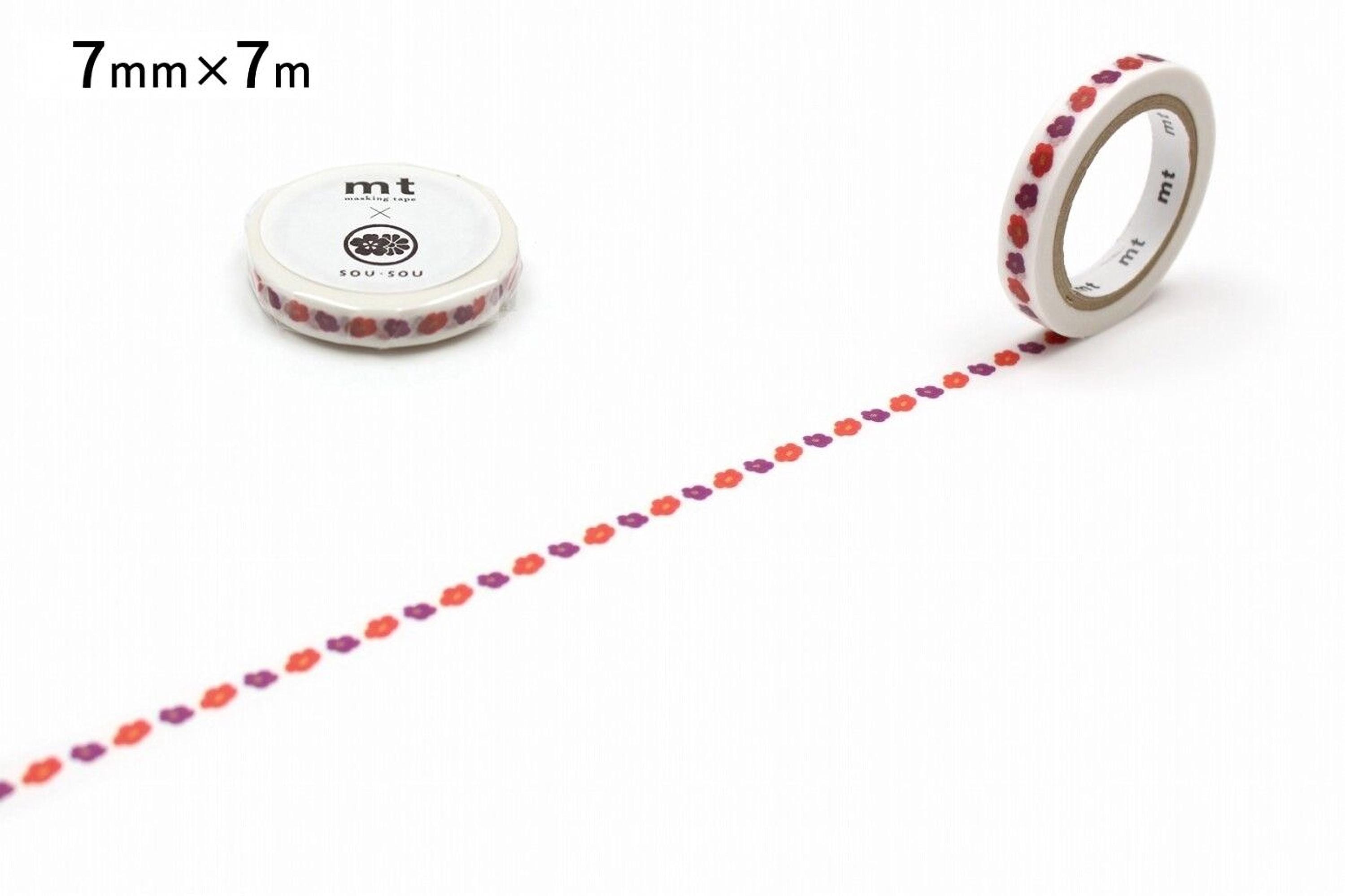 a roll of patterned tape with a floral design, and a single piece of tape is visible on the right side.