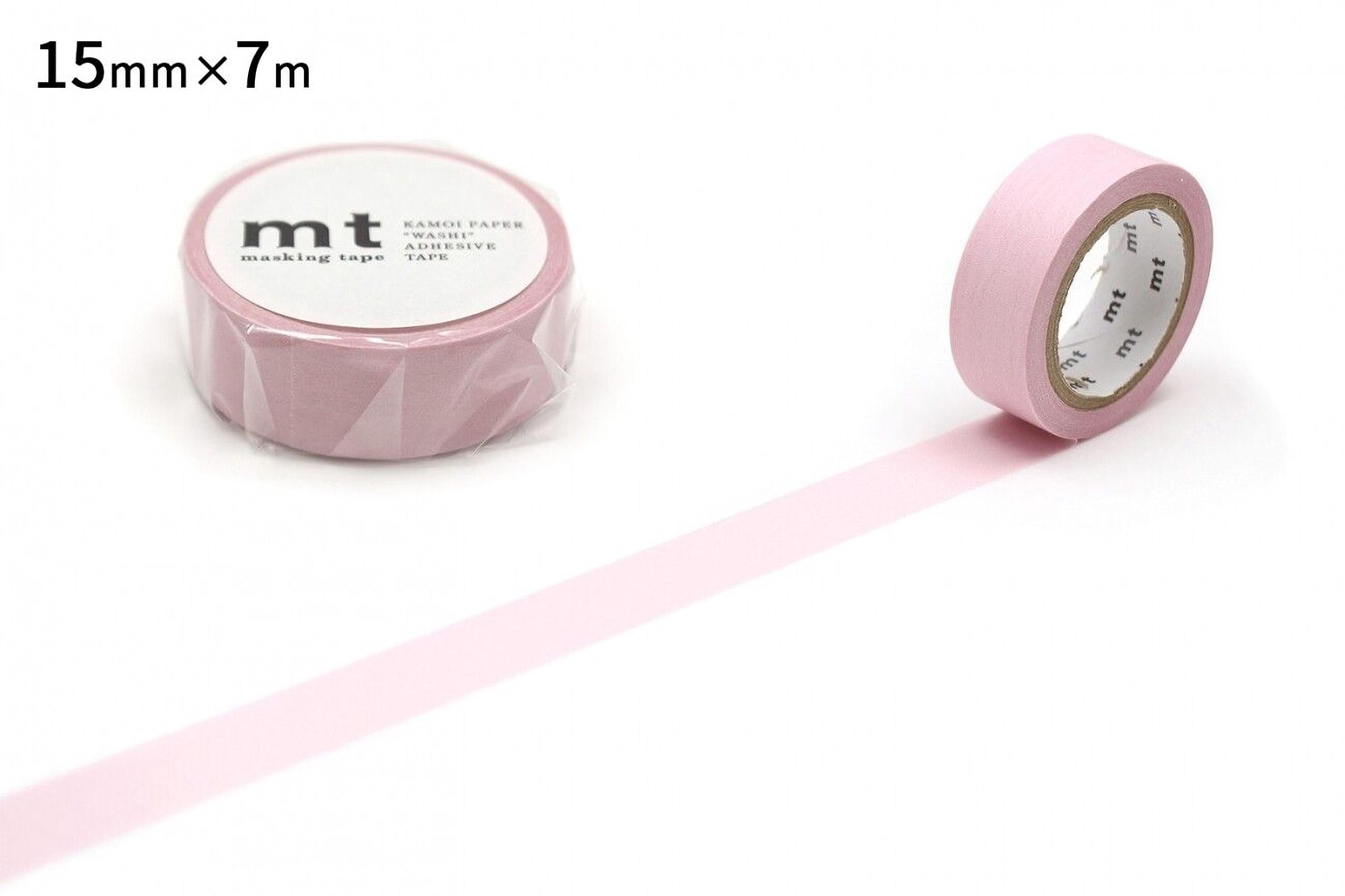 a pink masking tape roll and a pink masking tape roll placed next to each other on a white background.