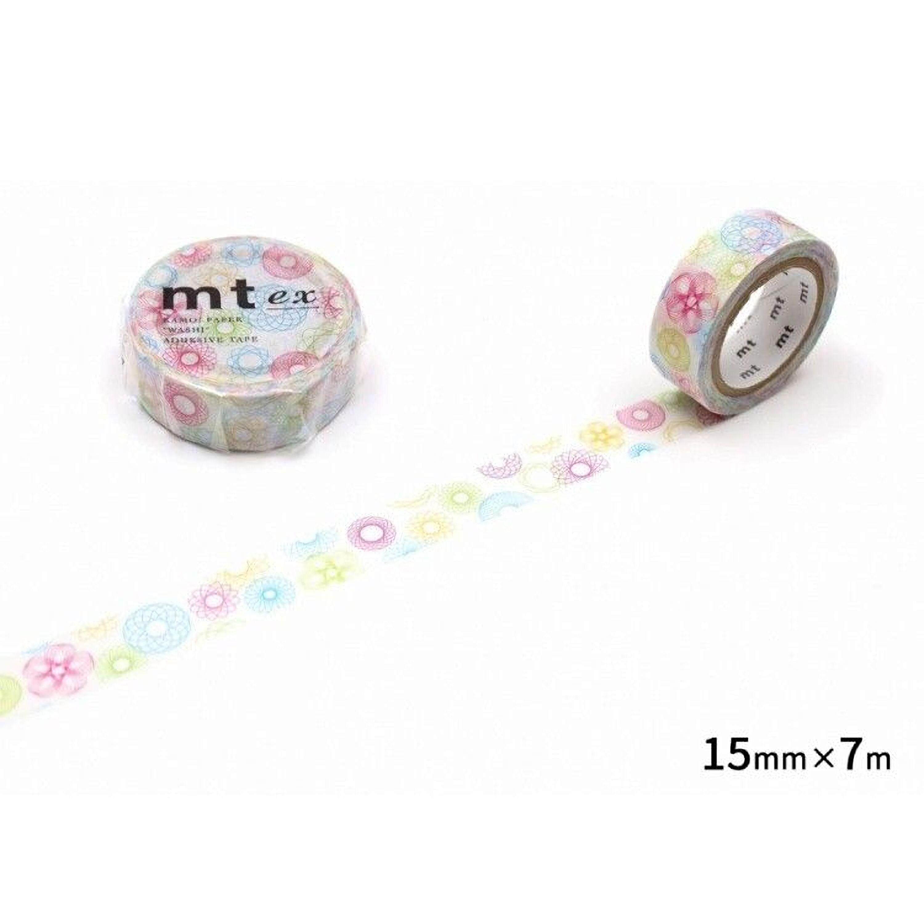 two rolls of washi tape with a floral pattern, one roll is placed on the left side and the other roll is placed on the right side.