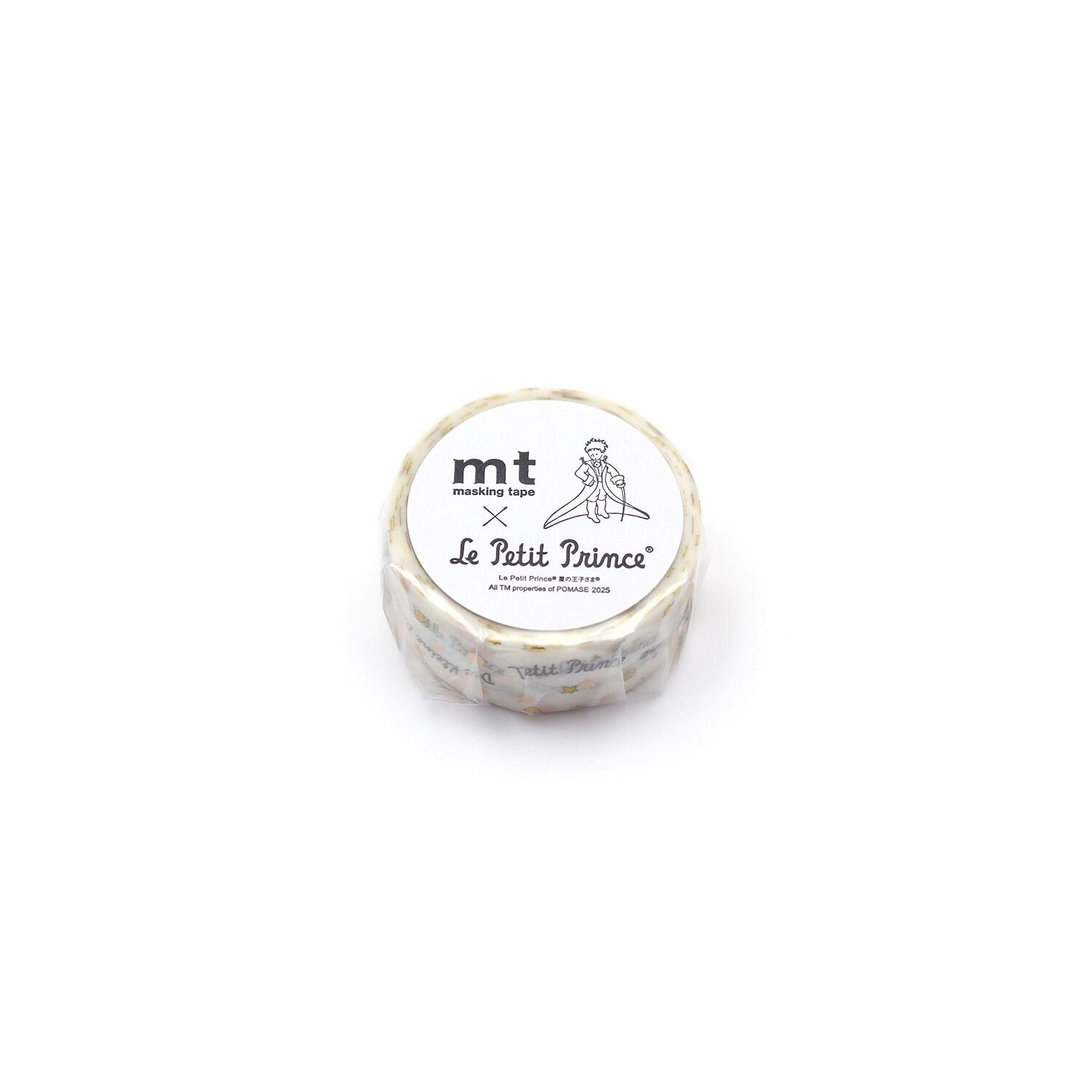 A round object with a label that reads "Le Petit Prince" and "mt masking tape" printed on it.