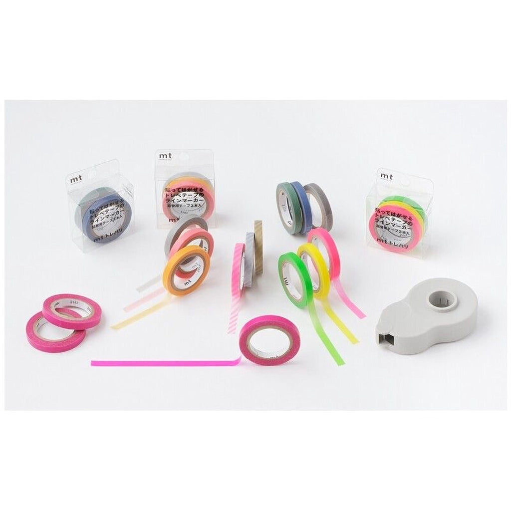 a variety of colorful and transparent tape rolls, including pink, green, yellow, and blue ones, arranged on a white background.