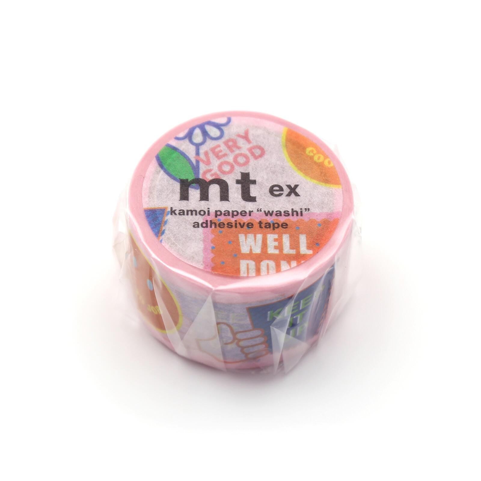 A roll of kamoli paper "washi" adhesive tape with a pink and orange color scheme.