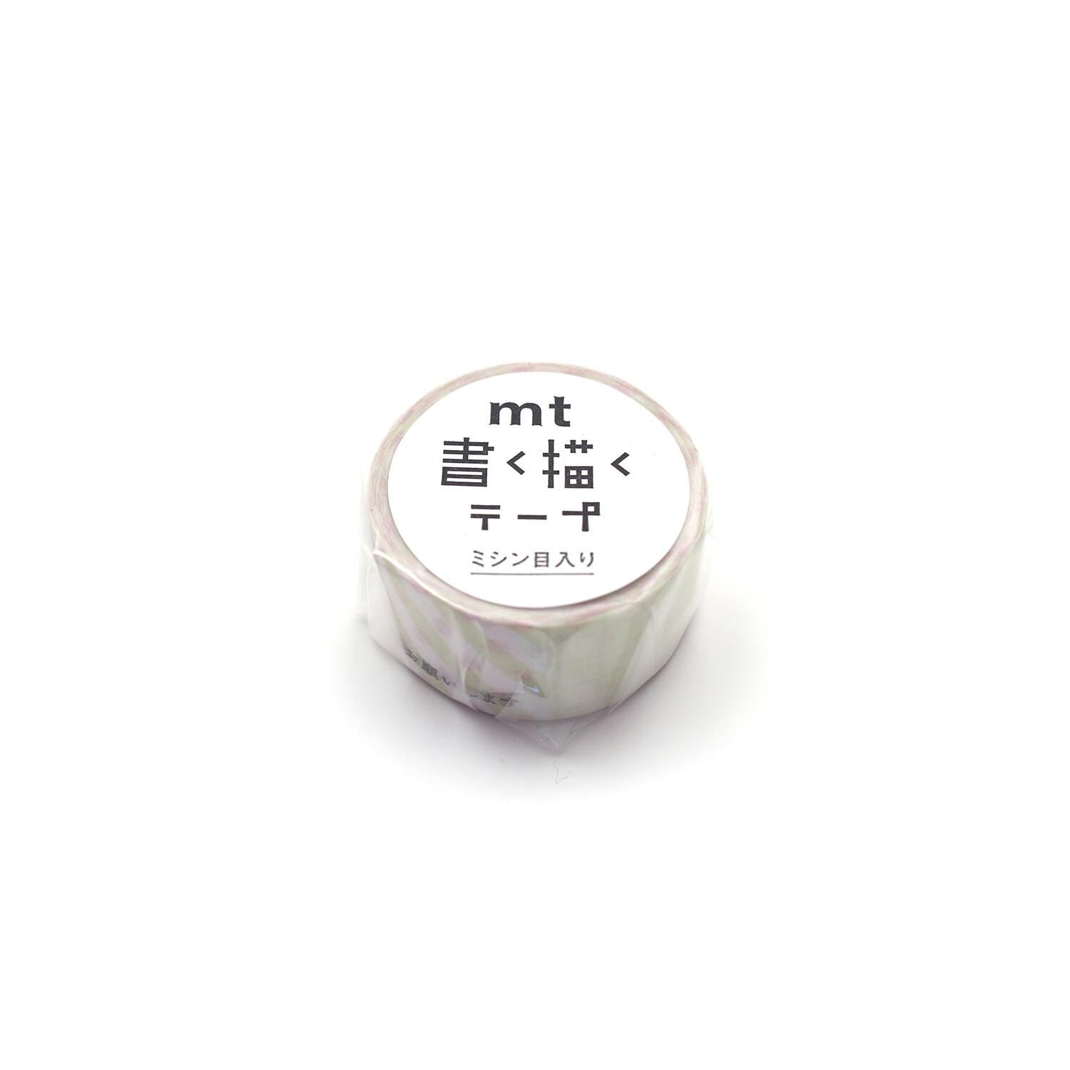 A roll of white tape with Japanese text on it, placed on a white background.