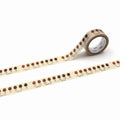 a roll of tape with a repeating pattern of coffee bean illustrations on it.