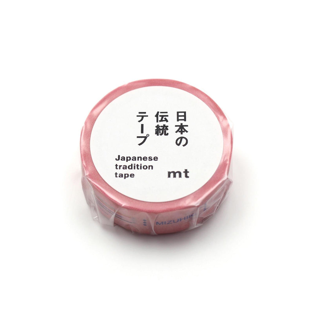 A pink roll of Japanese tradition tape with black text on a white background.