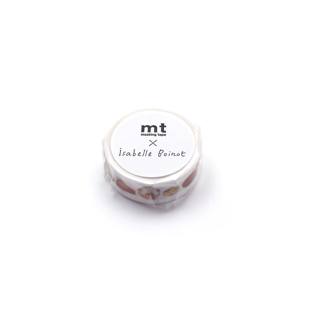 A white container with a label that reads "mt" and "Isabelle Poinot" printed on it.